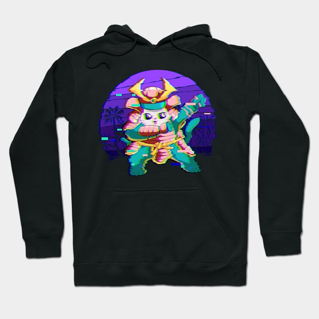 Vaporwave Japanese Samurai Maneki Neko Aesthetic Hoodie by Alex21